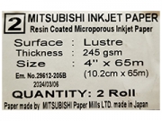 Mitsubishi Inkjet 10.2x65 E fotópapír